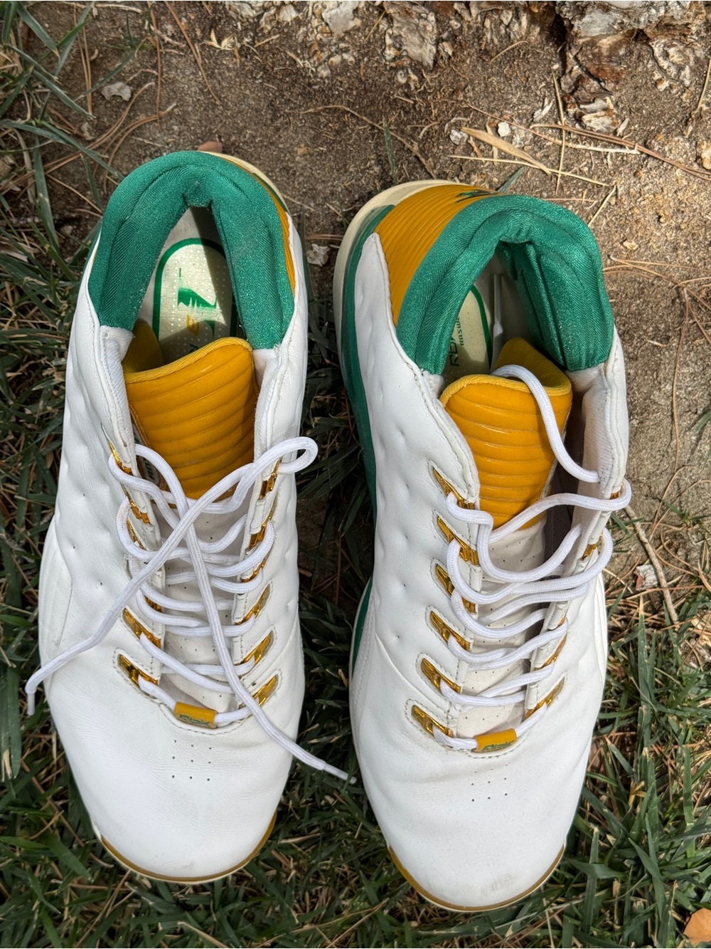 Reebok Answer IV 4 Allen Iverson White Green Gold Basketball Shoes Men’s 10